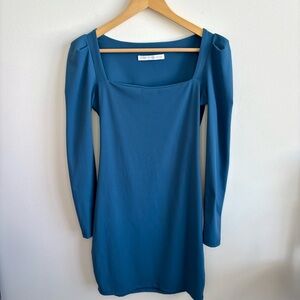 Bodycon Blue Fitted Long Sleeve Mini Dress Womens Medium